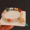 New Chinese-style natural stone gold thread jade beaded bracelet, butterfly lily and orchid bracelet, ancient-style high-end jewelry wholesale details Picture